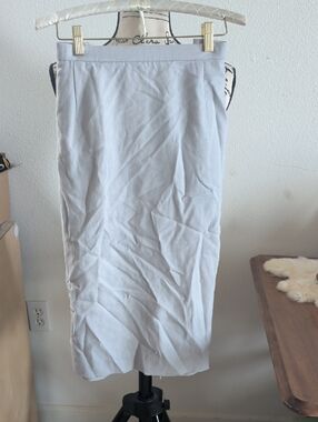 Light Gray High-Waist Pencil Skirt with Concealed Zip